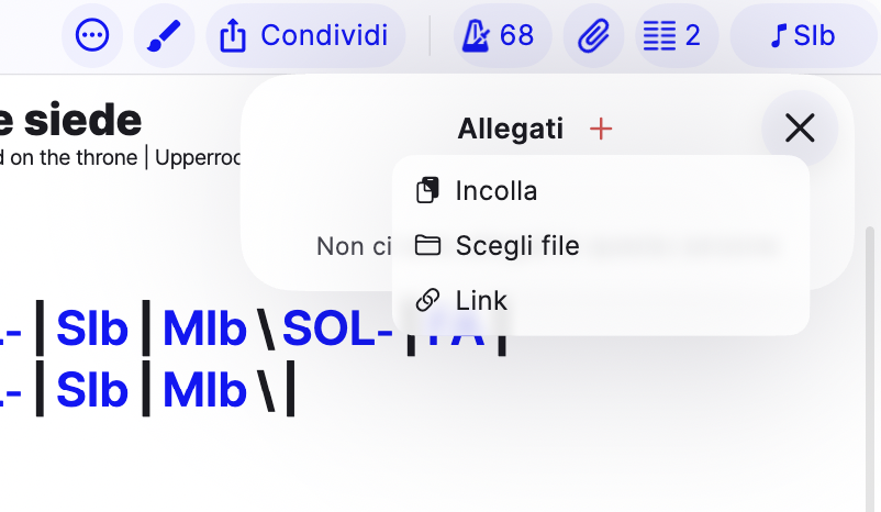 Menu for adding an attachment to a song