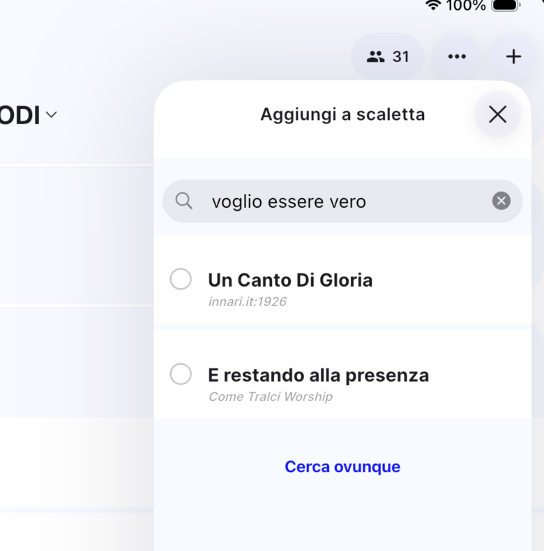 Search everywhere button when results filtered on the team run out