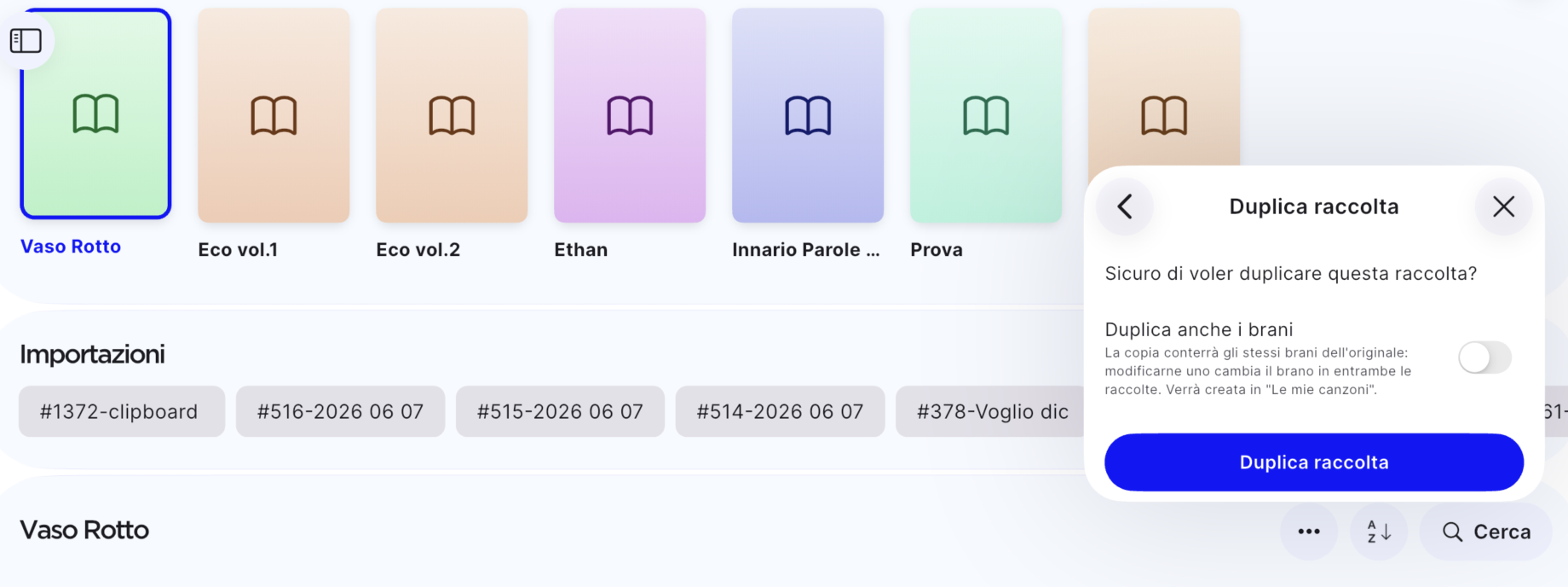 Duplicate the songs option with its description