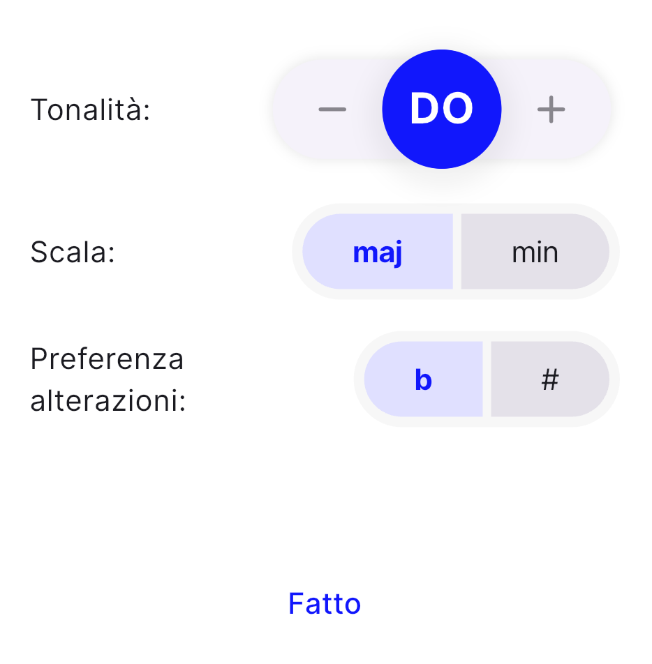 La finestra del cambio di tonalità