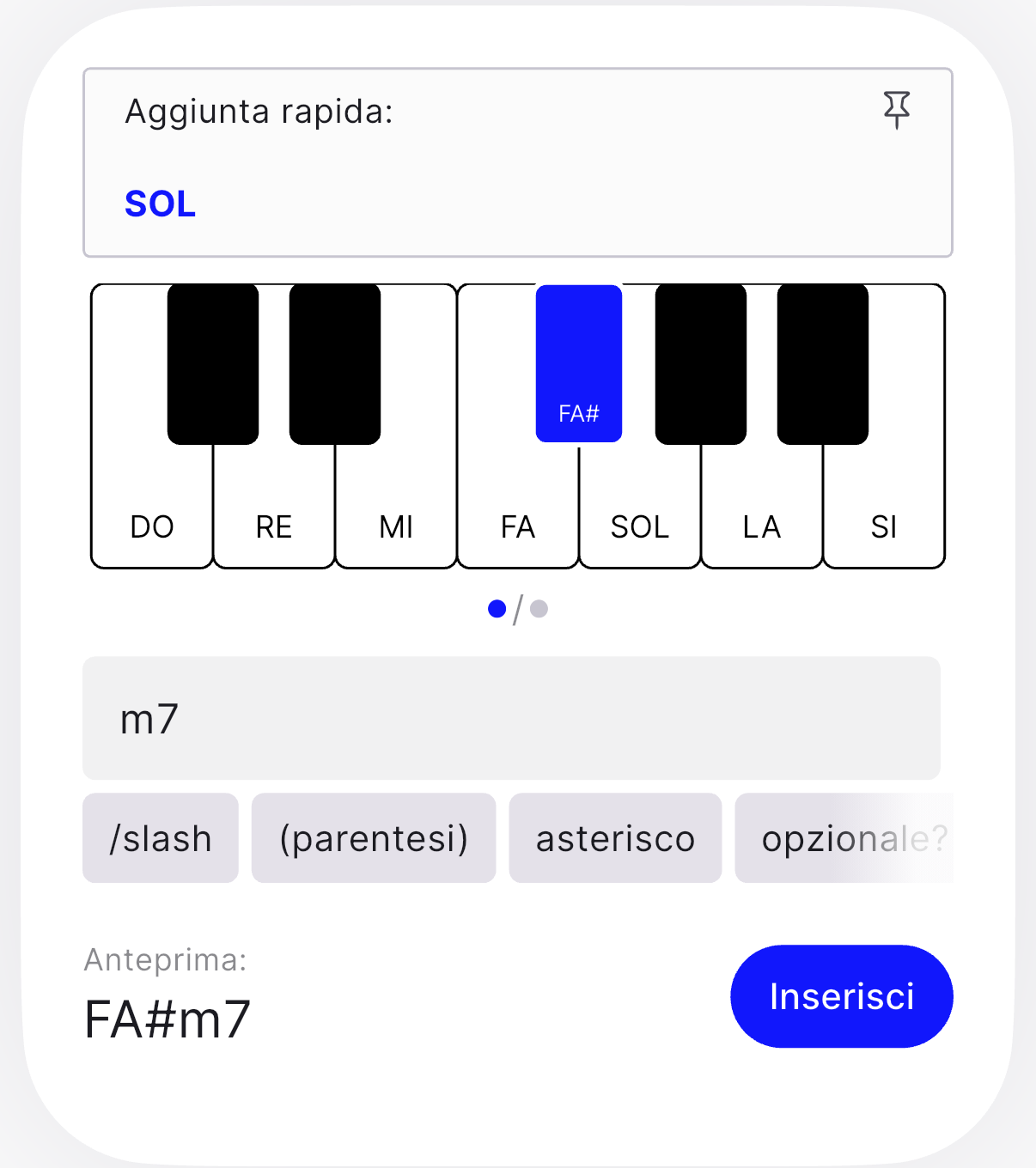 Tipo ed estensione: m7 dopo la nota FA#