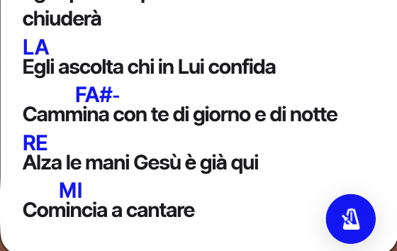 Pulsante flottante del metronomo sopra una lista di canzoni