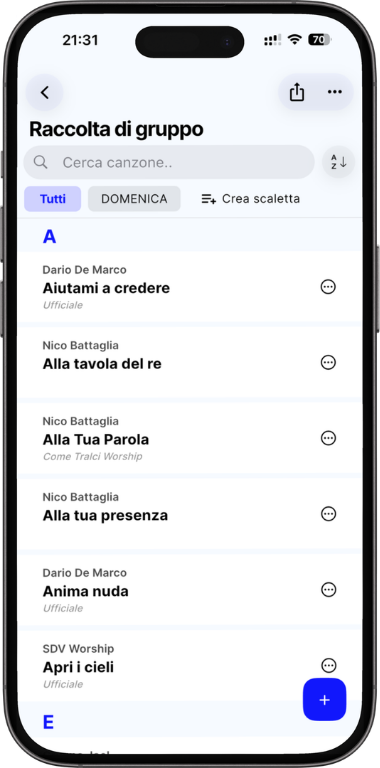 PraiseTune — worship team setlists on iPhone